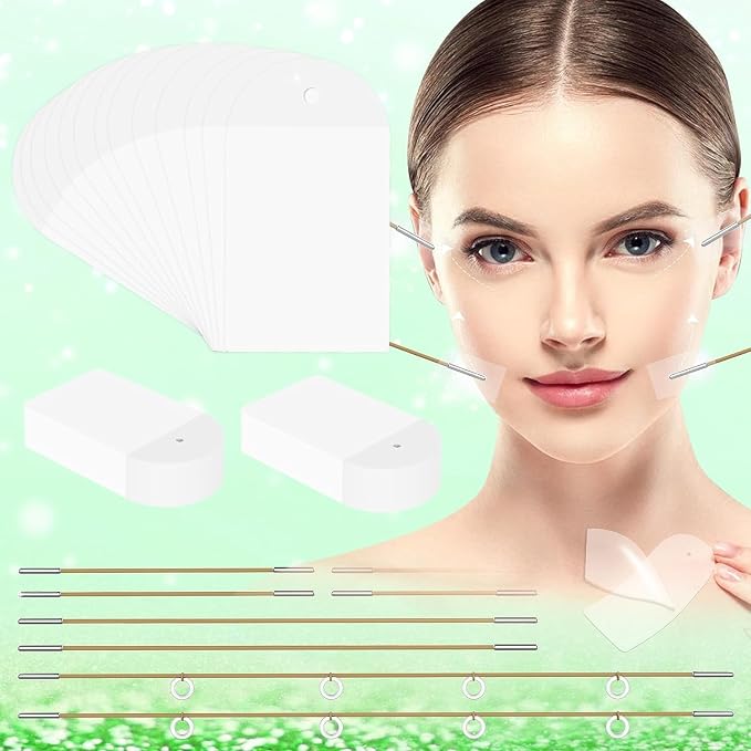 Invisible Face Lifting Tape, 120 Pcs Face Lift Tape, Facelift Tape for Face Invisible with 8 Strings, Facial Lift Stickers and Bands for Sagging Skin, Makeup Face Neck Tape for Eyes and Brows