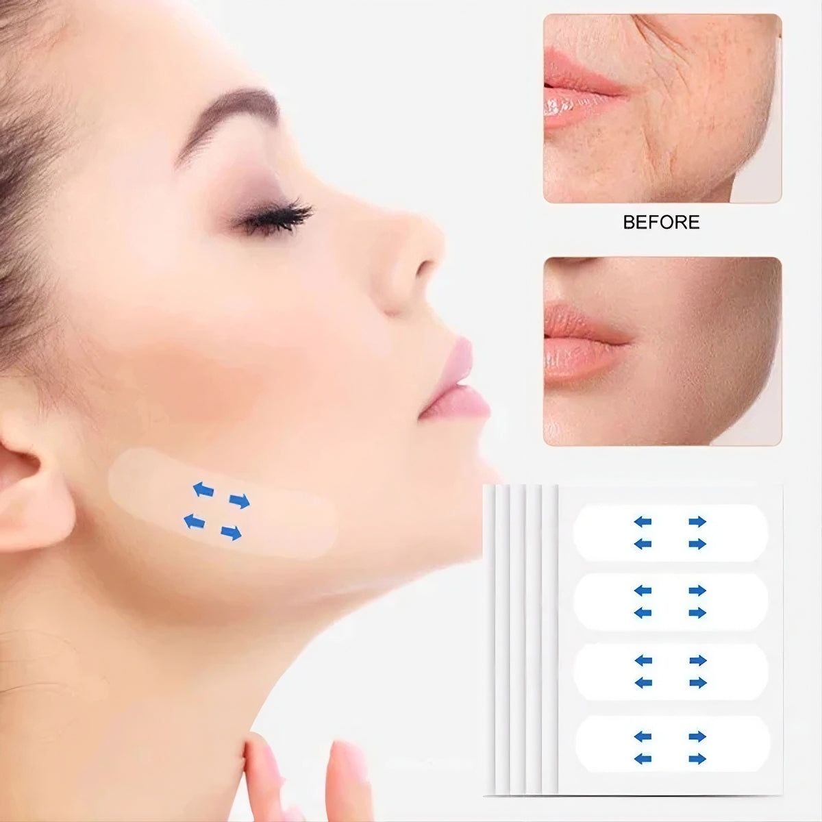 Invisible Face Lifting Tape, 120 Pcs Face Lift Tape, Facelift Tape for Face Invisible with 8 Strings, Facial Lift Stickers and Bands for Sagging Skin, Makeup Face Neck Tape for Eyes and Brows