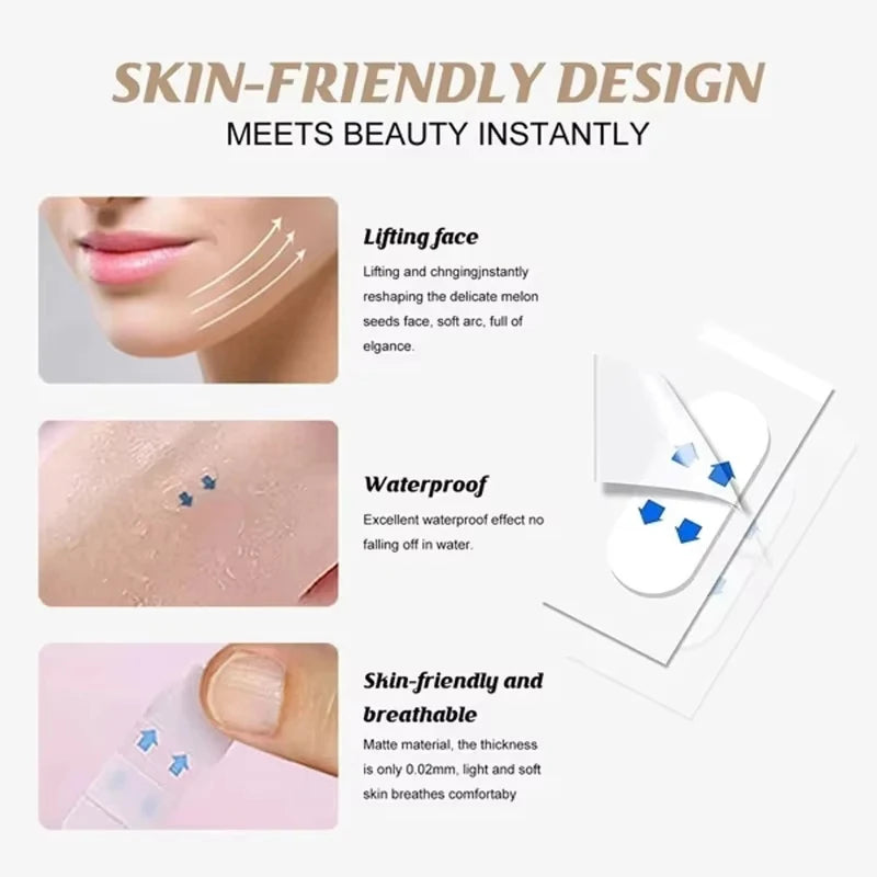 Invisible Face Lifting Tape, 120 Pcs Face Lift Tape, Facelift Tape for Face Invisible with 8 Strings, Facial Lift Stickers and Bands for Sagging Skin, Makeup Face Neck Tape for Eyes and Brows