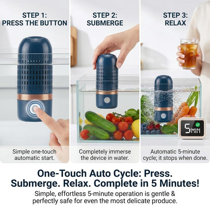 Fruit and Vegetable Purifier Cleaner Washing Machine Capsule Shape Cleaner Device OH-ion Purification Technology for Cleaning Veggie Grains Rice Meat - Effortless Freshness!