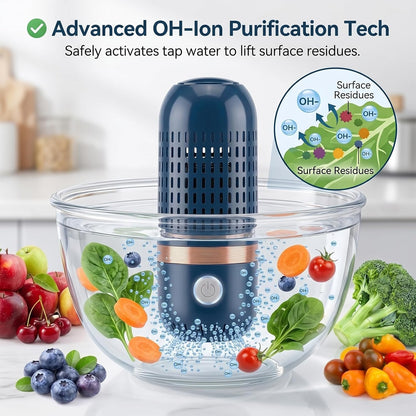 Fruit and Vegetable Purifier Cleaner Washing Machine Capsule Shape Cleaner Device OH-ion Purification Technology for Cleaning Veggie Grains Rice Meat - Effortless Freshness!